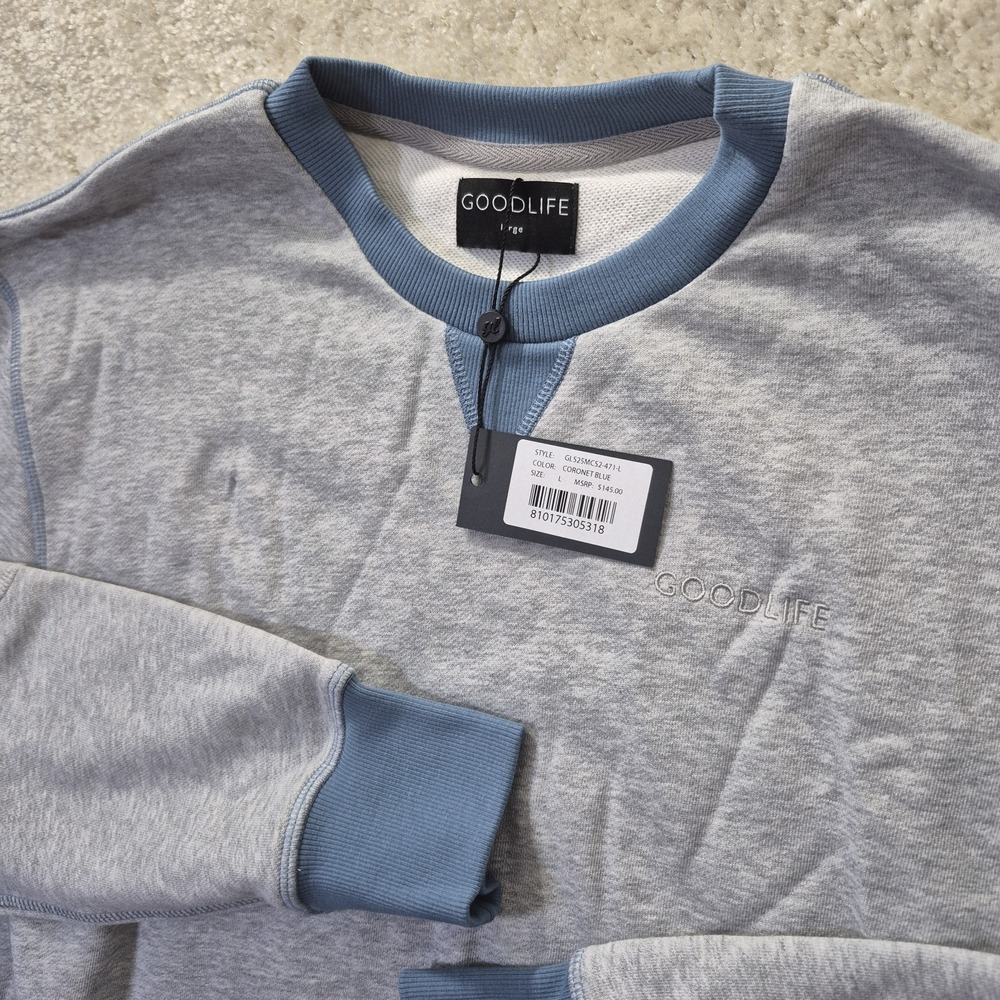 Goodlife Crewneck Sweatshirt Mens Large Gray Terry Lined Minimalist Academia